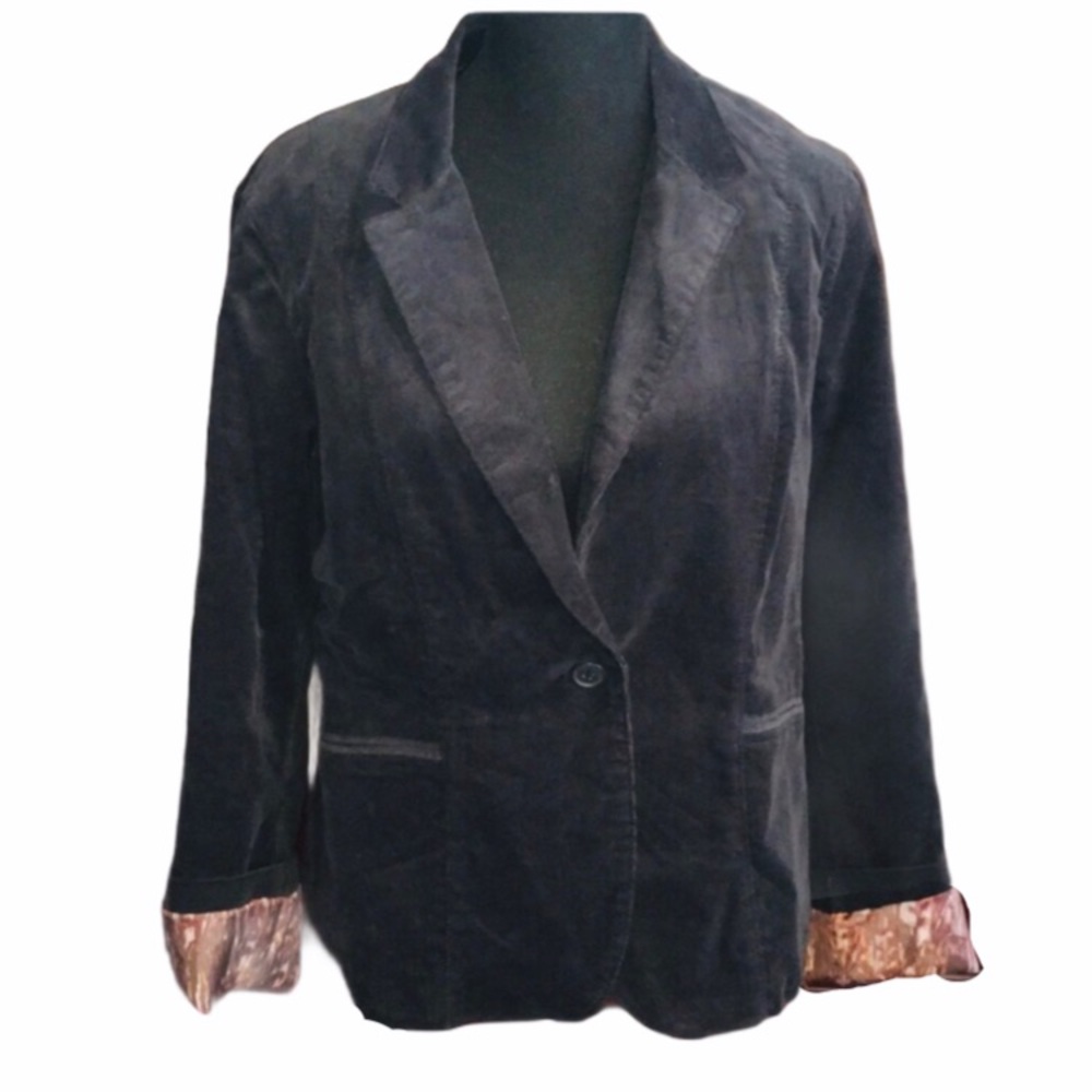 Elegant Black Corduroy Women's Blazer